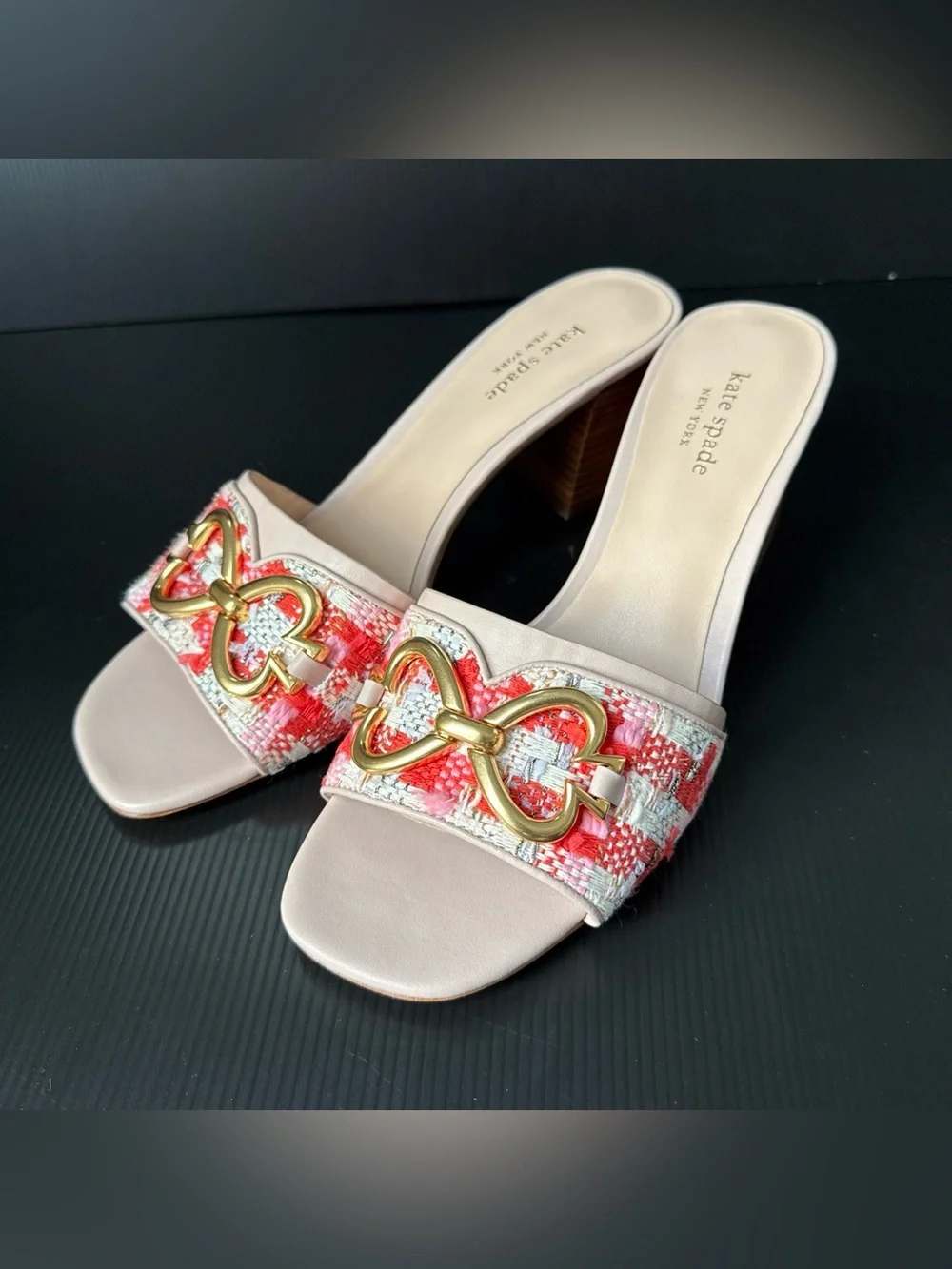 NIB Kate Spade Pink Elouise Tamarillo Block Slip On Heels Women’s Size 9.5
